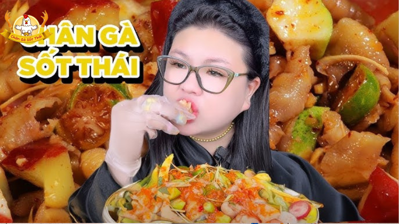 mukbang chân gà sốt thái