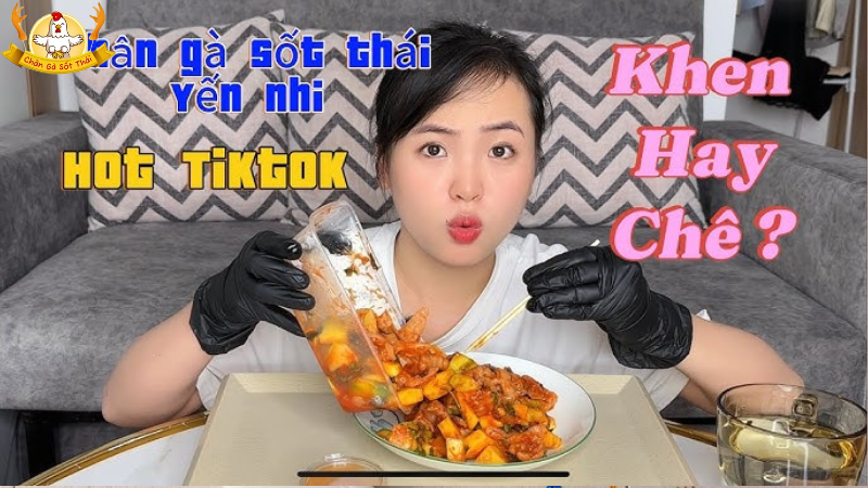 mukbang chân gà sốt thái