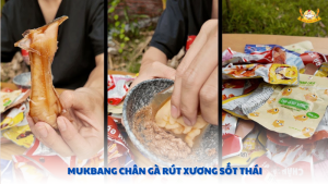 mukbang chân gà rút xương sốt thái